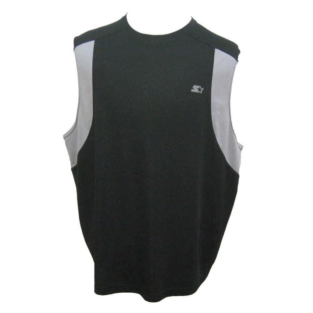 Starter Muscle Shirt Mens Size 2XL Black Gray Sleeveless T-Shirt Tank Top
